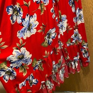 Off shoulder red floral maxi dress